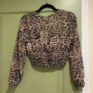 Cropped zebra print top with bow